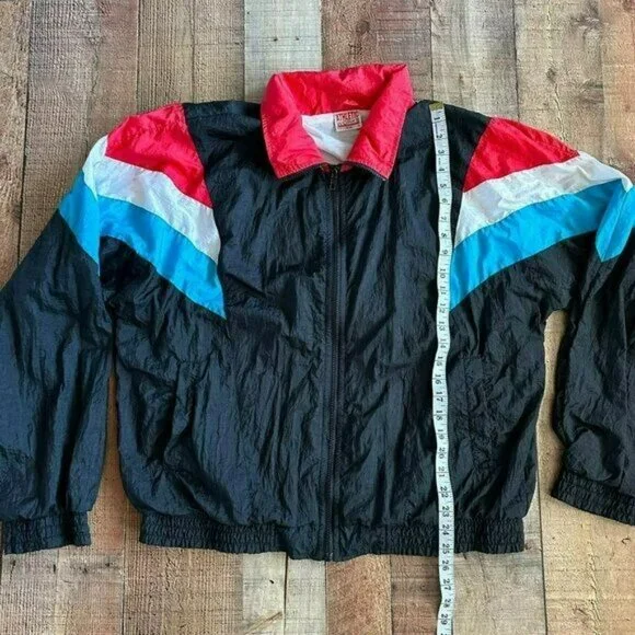Vintage 90's lightweight full zip color block jacket and pant set track suit